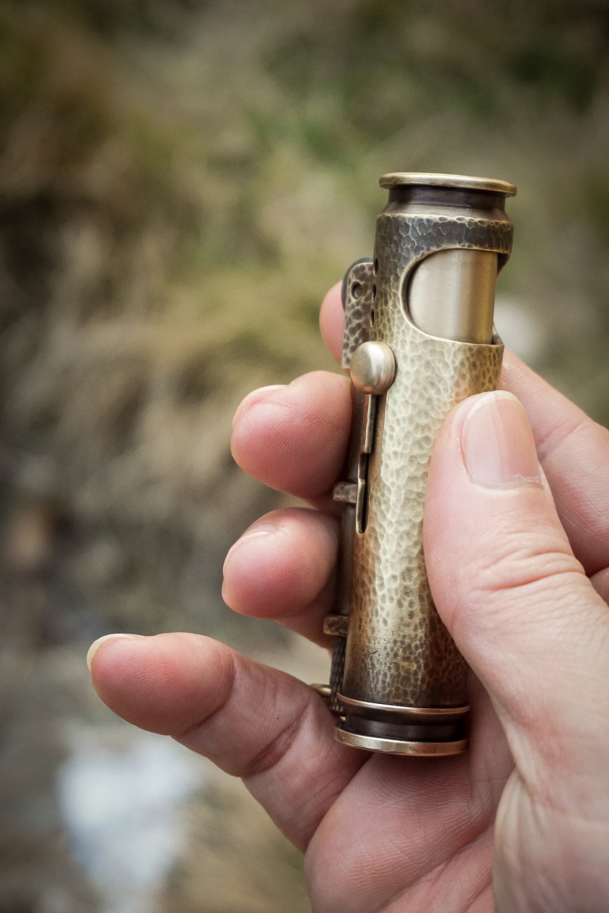 Trench Art Lighter in your hand