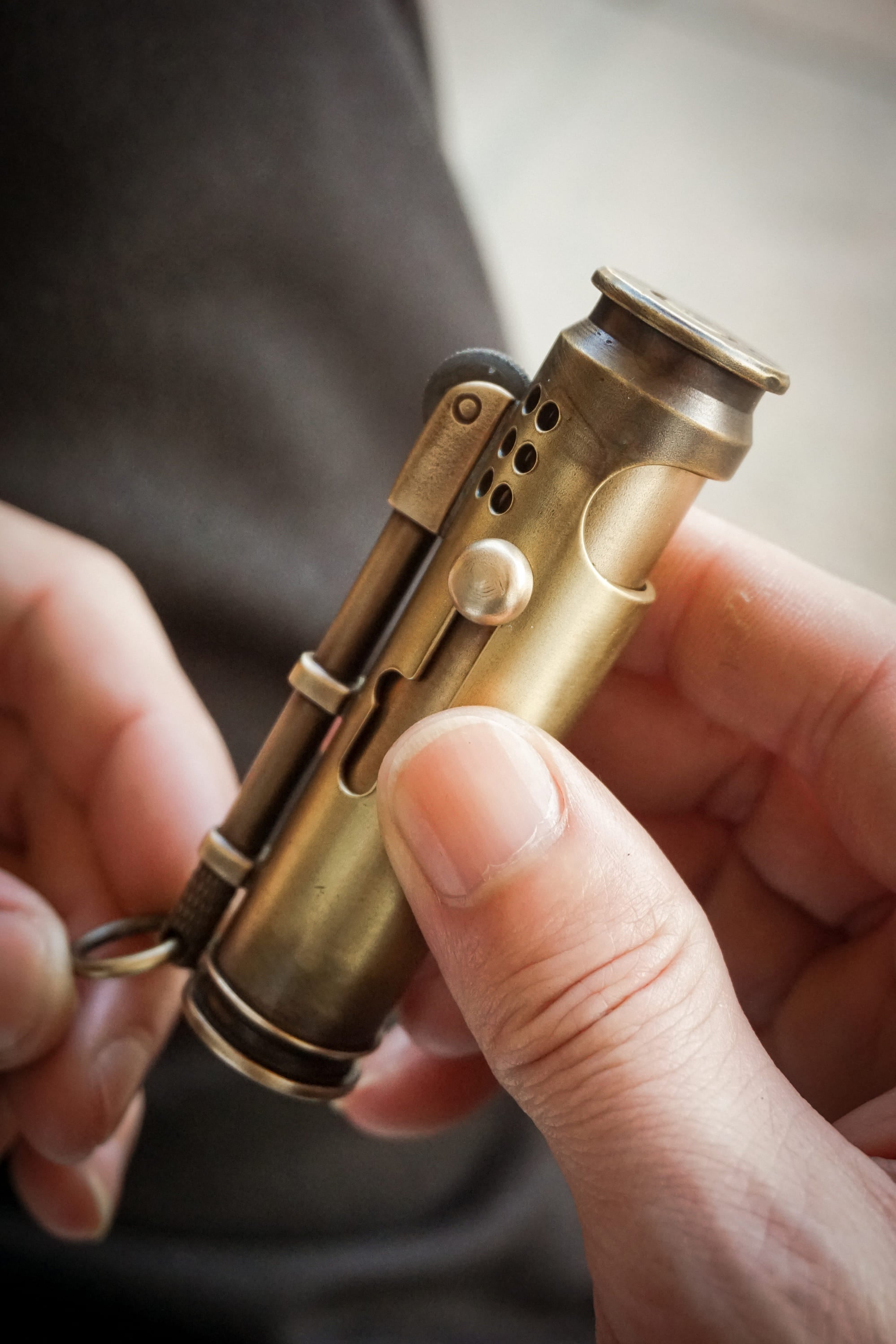 Vintage Trench Lighter in hand