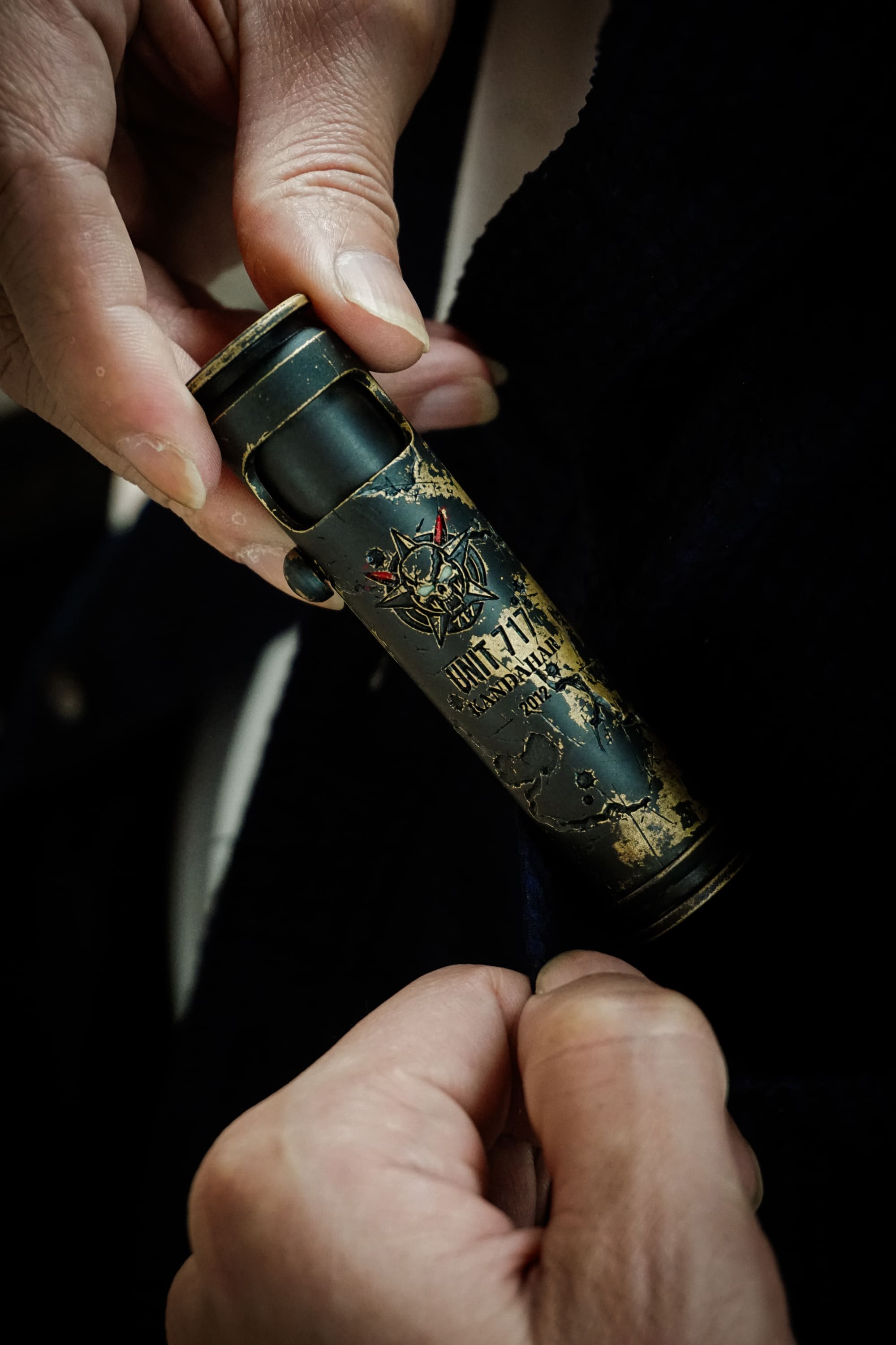 Large battle-worn military gift for men with aged brass character