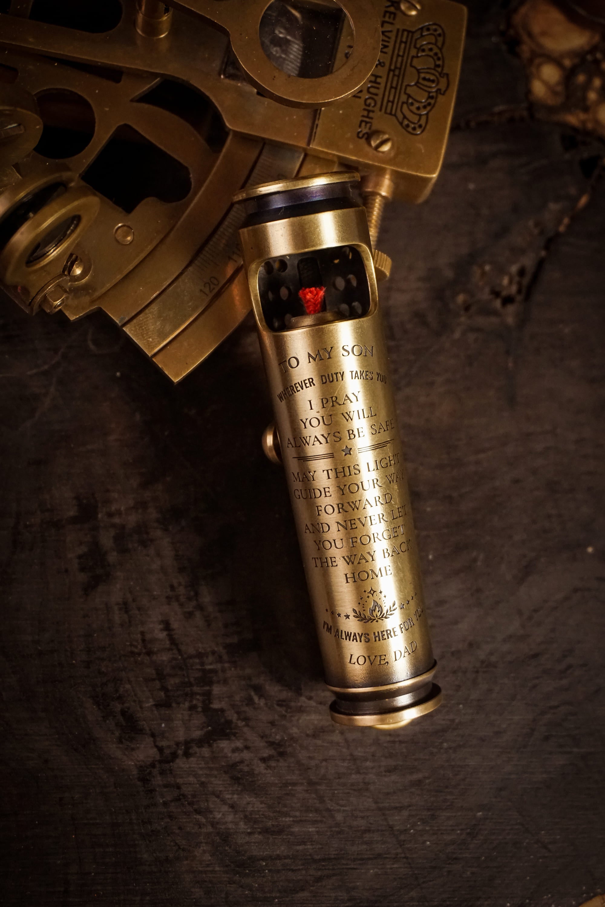 Military service prayer engraving on WEDO brass shell lighter