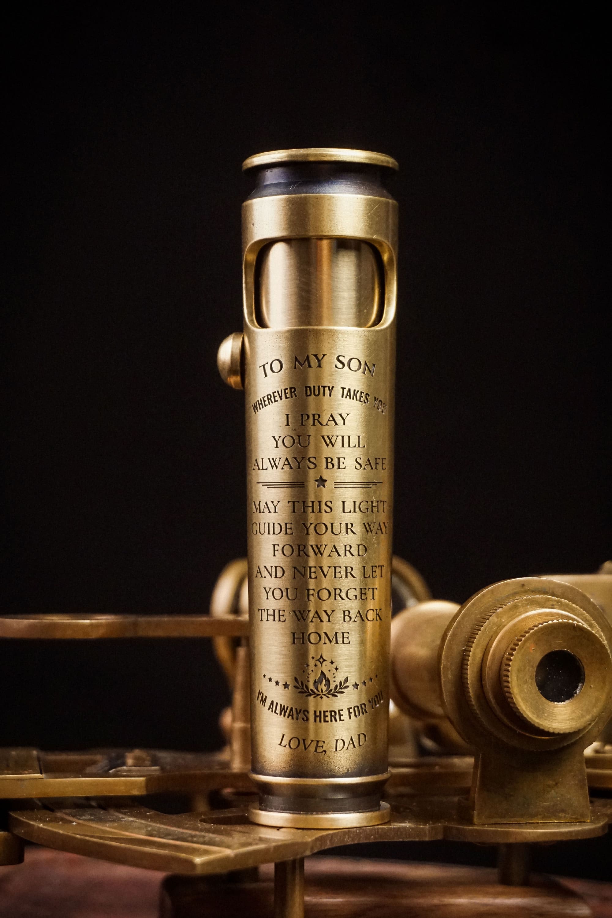 Large classic military service prayer brass shell lighter
