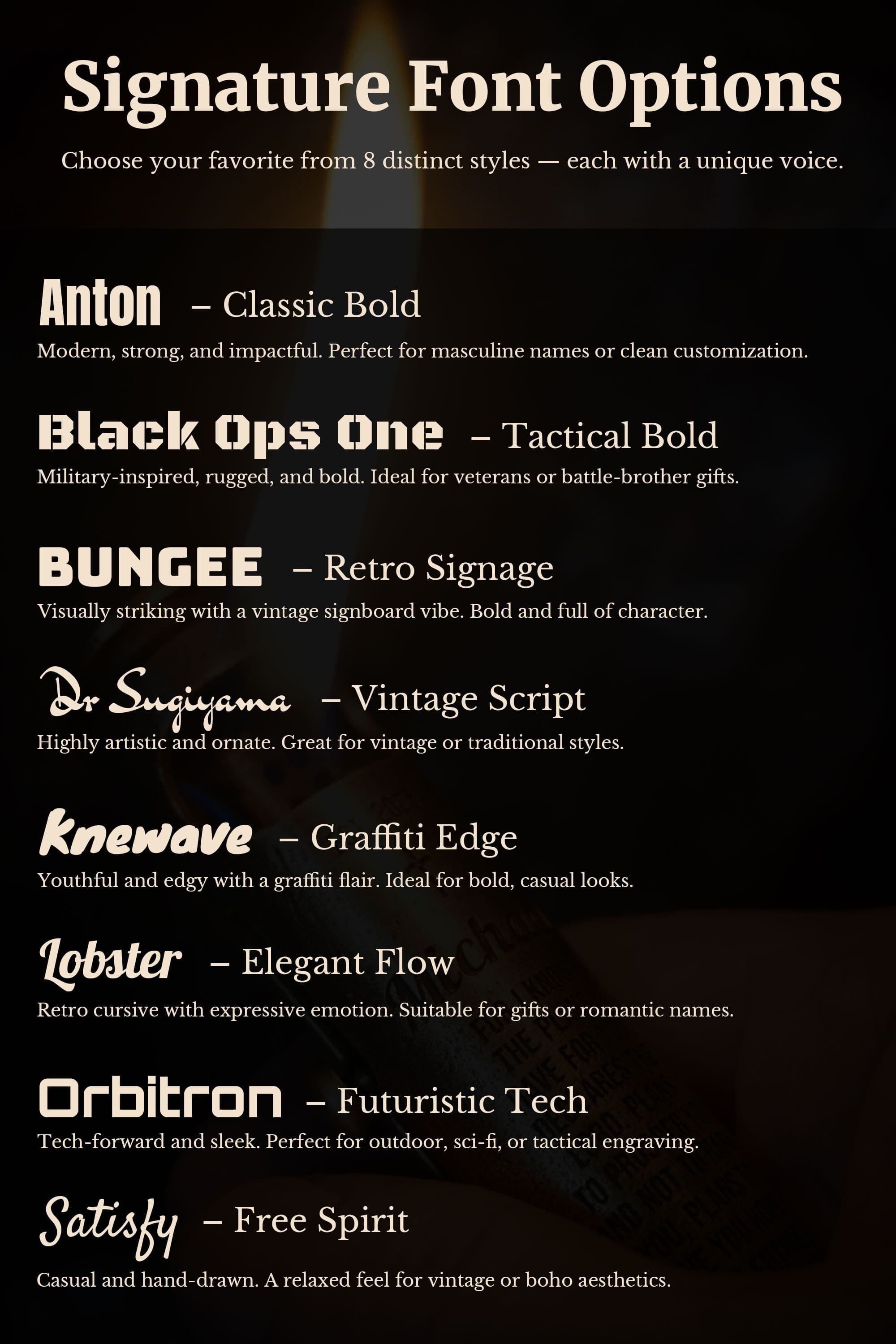 Signature Font Options