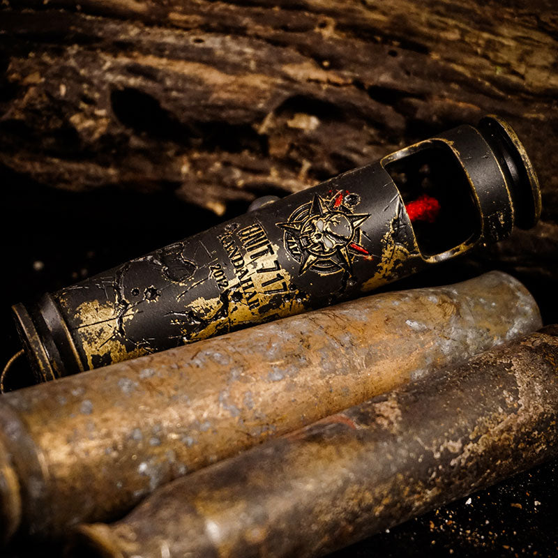 Gifts for veterans with battle-worn engraved brass shell lighter
