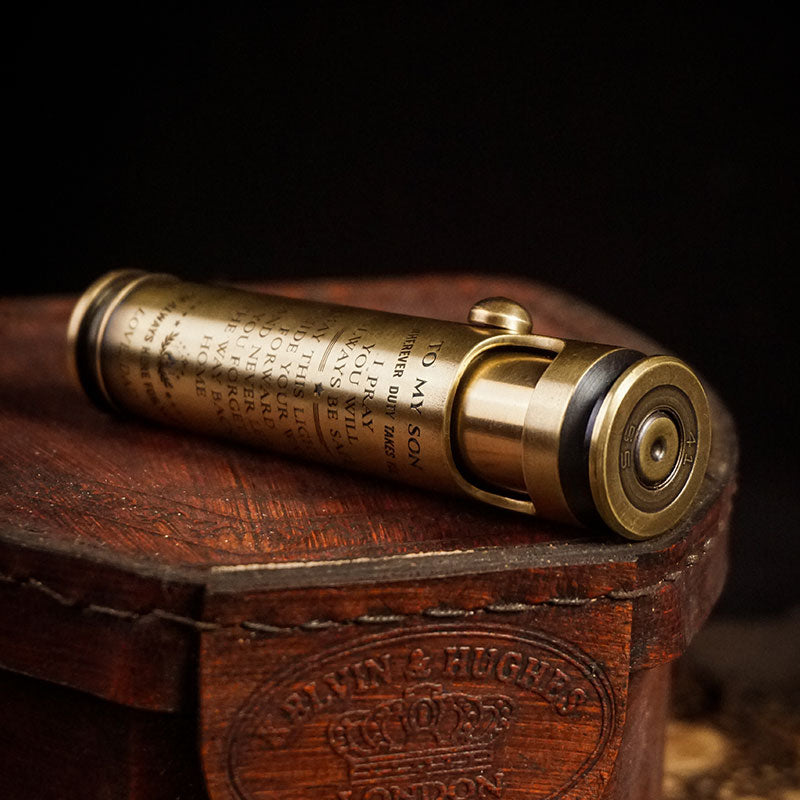 Military deployment gifts with service prayer brass shell lighter engraving
