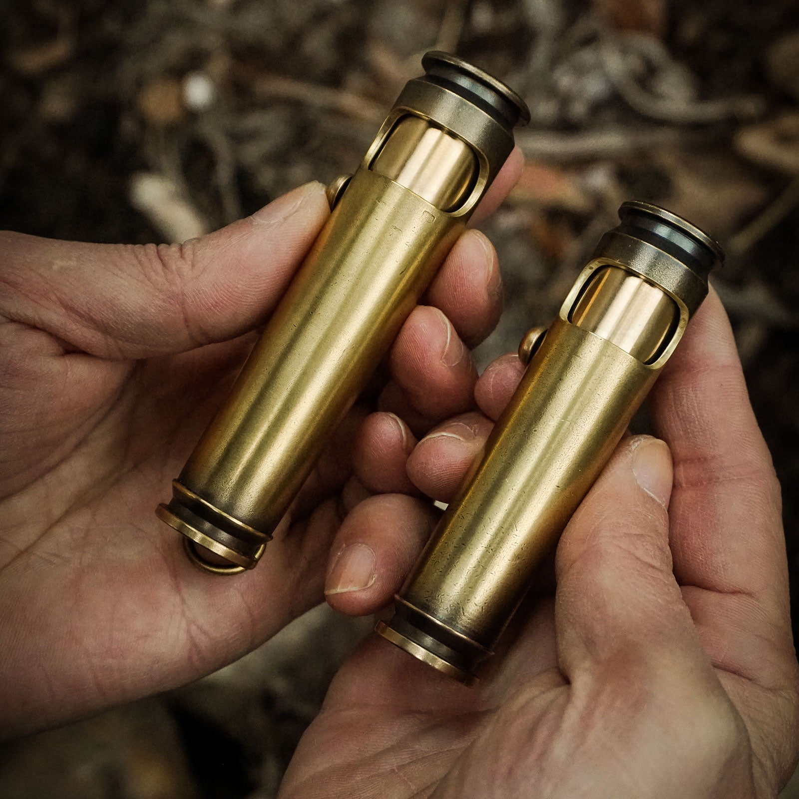 WEDO brass lighters with clean brass finish showing surfaces that change through handling and use