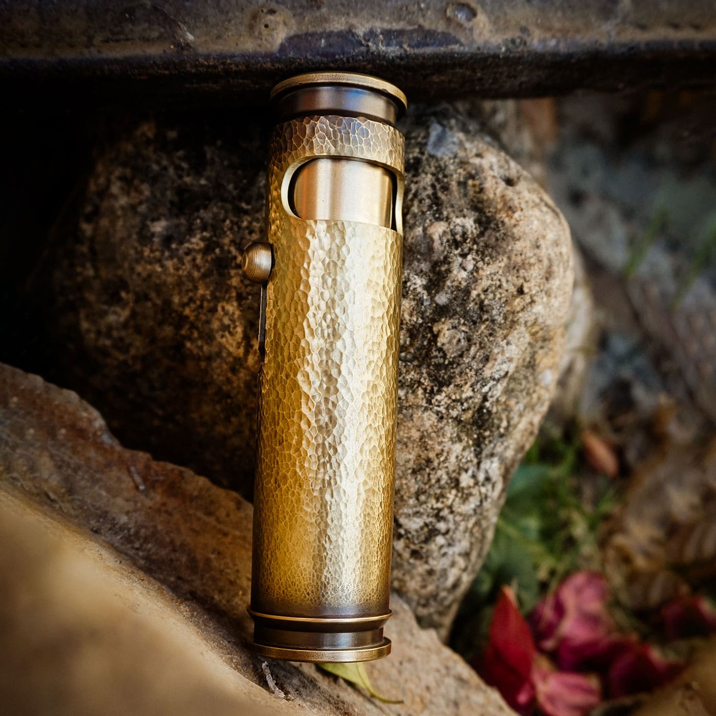 Handmade brass lighter with aged finish from WEDO Craft collection