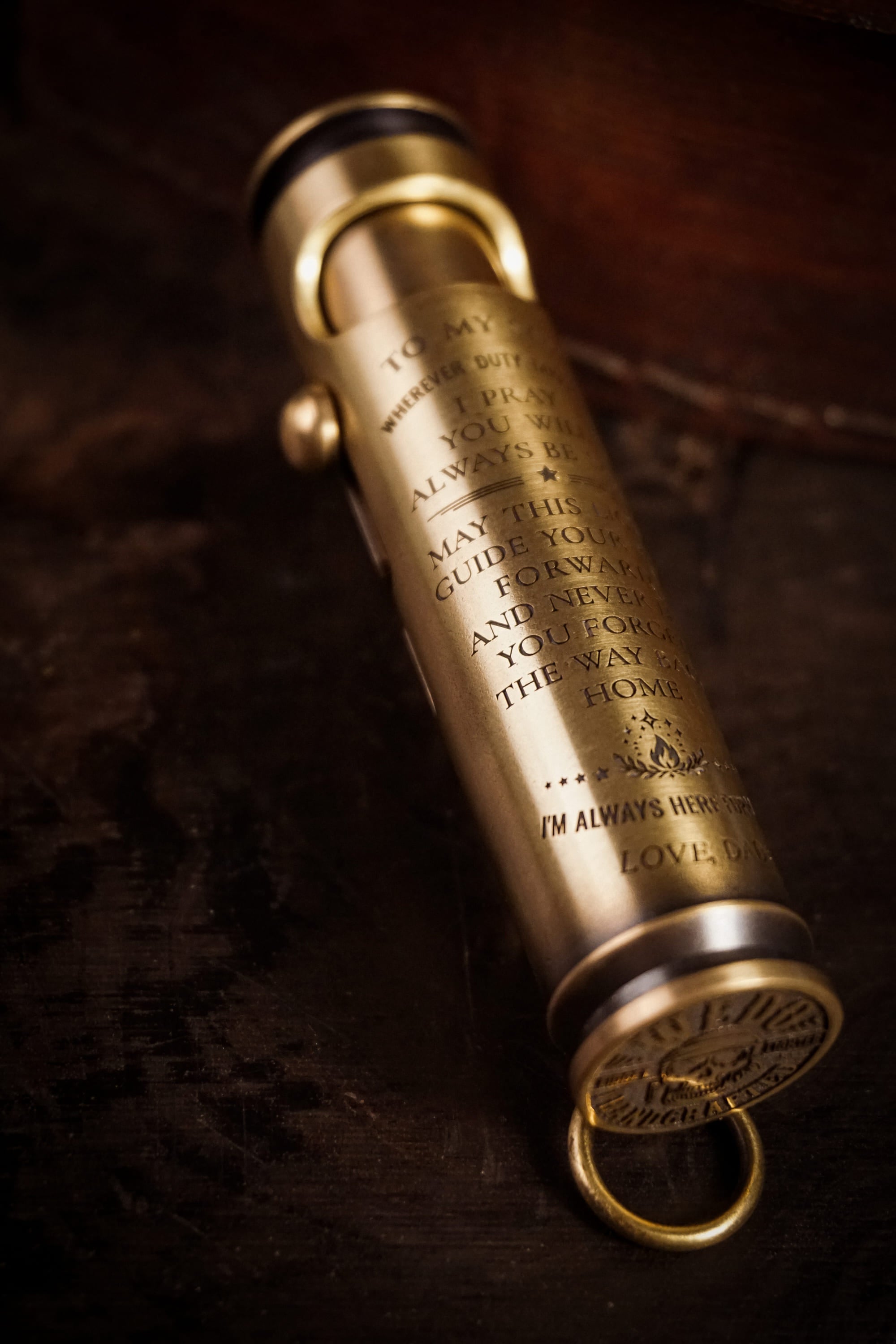 Military service prayer engraving on WEDO brass shell lighter