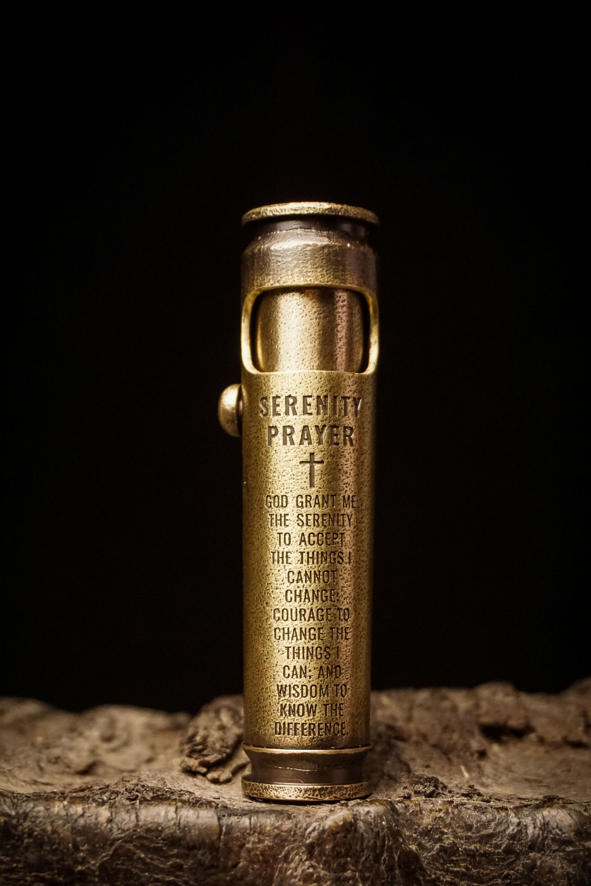 Medium Frosted Serenity WEDO lighter with a soft matte brass finish