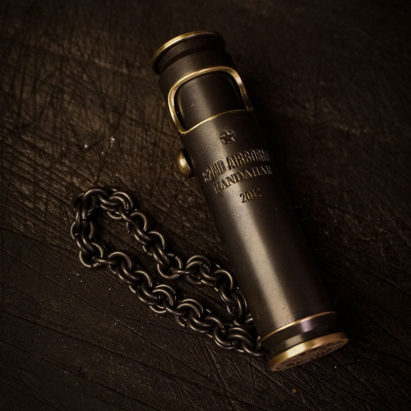 Military retirement gifts with engraved brass shell lighter for years of service